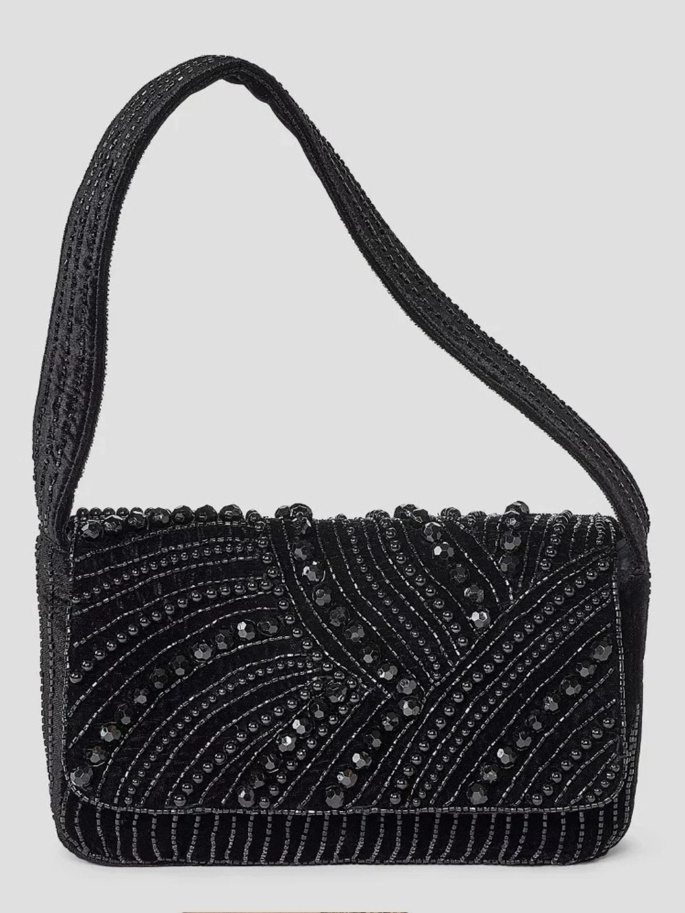 Embellished Flap Shoulder Bag A New Day Black